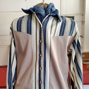 Panhandle Slim Denim and Stripes Western Shirt